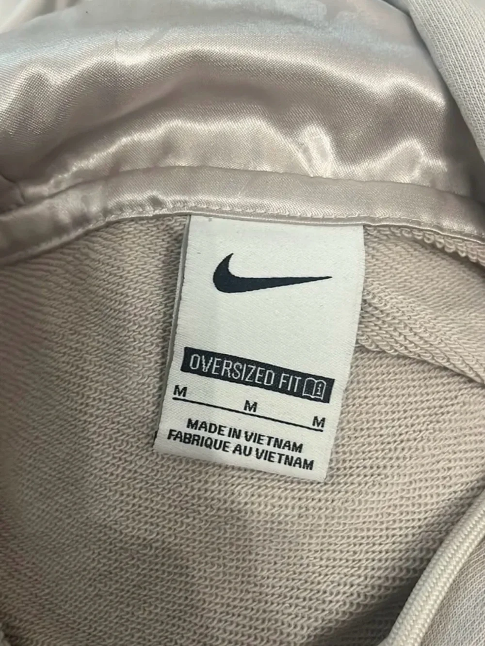 Nike Oversized Cropped Pullover Hoodie in Light Beige